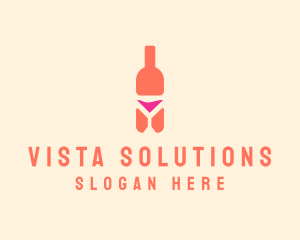 Pink Cocktail Bottle Bar logo design