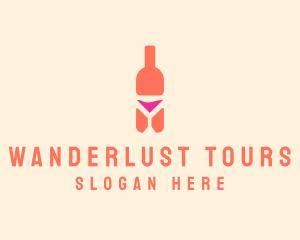 Pink Cocktail Bottle Bar logo design