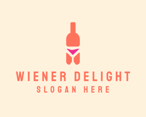 Pink Cocktail Bottle Bar logo design