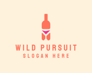 Pink Cocktail Bottle Bar logo design