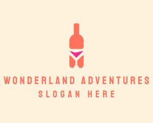 Pink Cocktail Bottle Bar logo design