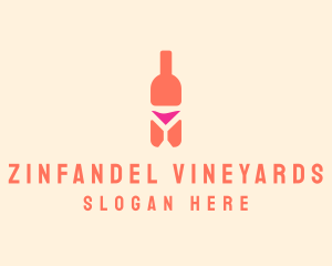 Pink Cocktail Bottle Bar logo design