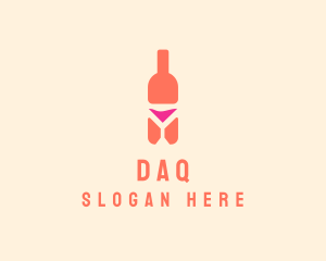 Pink Cocktail Bottle Bar logo design