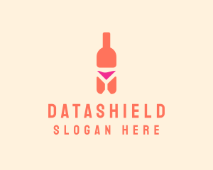Pink Cocktail Bottle Bar logo design