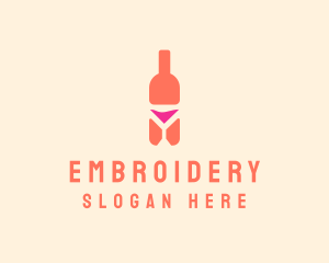 Pink Cocktail Bottle Bar logo design