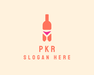 Pink Cocktail Bottle Bar logo design