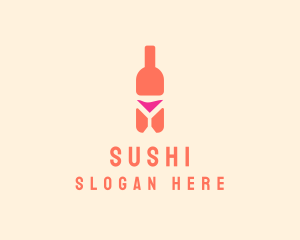 Pink Cocktail Bottle Bar logo design