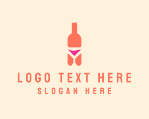 Bar - Pink Cocktail Bottle Bar logo design