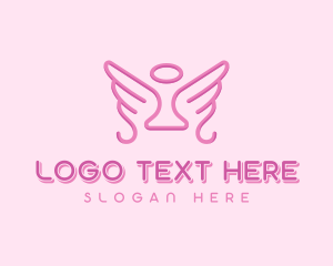 Angelic - Heavenly Halo Wings logo design