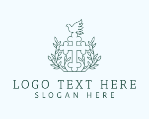 Green - Biblical Cross Dove logo design