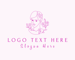 Facial Care - Aesthetic Floral Woman logo design