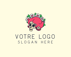 Woman - Flower Headdress Skull logo design