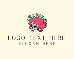 Flower Headdress Skull Logo