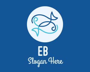 Fish - Blue Pisces Zodiac logo design