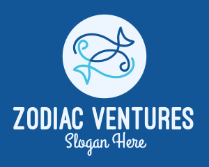 Zodiac - Blue Pisces Zodiac logo design