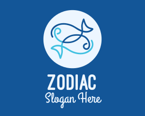 Blue Pisces Zodiac logo design