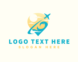 Tropical - Ocean Wave Airplane Travel logo design