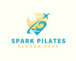 Ocean Wave Airplane Travel Logo