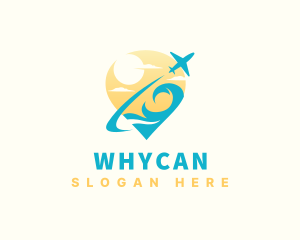 Ocean Wave Airplane Travel Logo