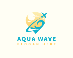 Ocean Wave Airplane Travel logo design