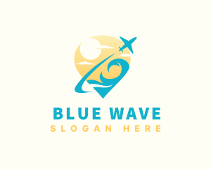 Ocean Wave Airplane Travel logo design