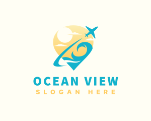 Ocean Wave Airplane Travel logo design