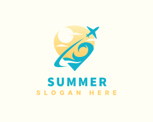 Ocean Wave Airplane Travel logo design