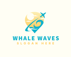 Ocean Wave Airplane Travel logo design