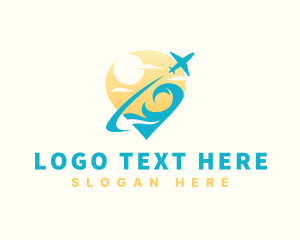 Destination - Ocean Wave Airplane Travel logo design