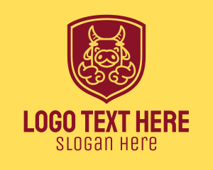 Zodiac - Shield Happy Ox logo design