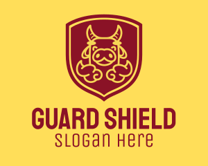Defend - Shield Happy Ox logo design