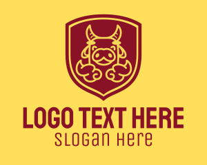 Asian - Shield Happy Ox logo design
