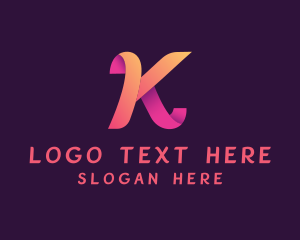 Letter K - Gradient Ribbon Letter K logo design