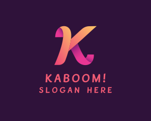 Gradient Ribbon Letter K Enterprise logo design