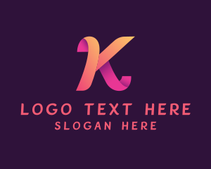 Gradient Ribbon Letter K Enterprise Logo