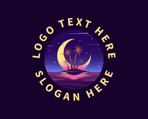 Beach - Night Beach Travel logo design