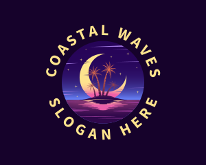 Shore - Night Beach Travel logo design