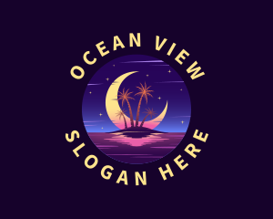 Night Beach Travel logo design