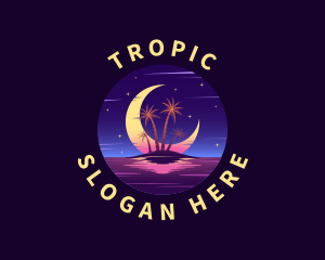 Night Beach Travel logo design