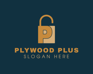 Golden Padlock Letter P logo design