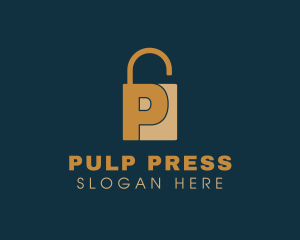 Golden Padlock Letter P logo design