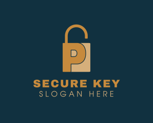 Password - Golden Padlock Letter P logo design