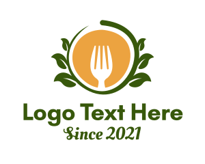 Fork - Vegan Restaurant Badge logo design