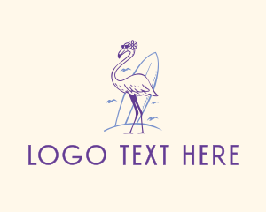 Surfboard - Surfboard Flamingo Bird logo design