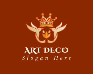 Deco - Gold Bird Crown logo design