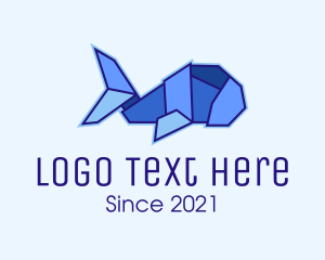 Catfish - Blue Fish Origami logo design