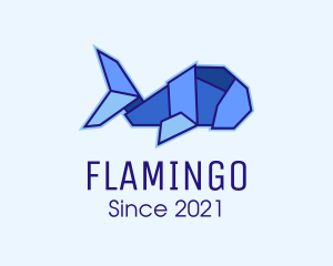 Animal - Blue Fish Origami logo design