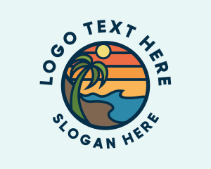 Hawaii - Seaside Sunset Beach logo design