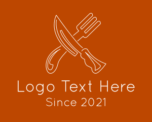 Grilling - Minimalist Fork & Knife logo design