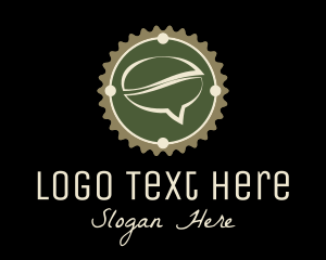 Messenger - Green Coffee Talk Badge logo design